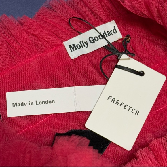 Molly Goddard hot pink tulle sleeveless velvet strap dress - Picture 8 of 10